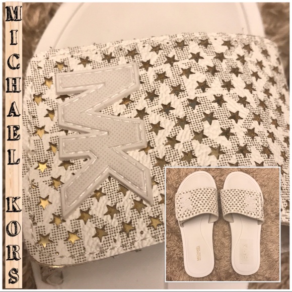 Michael Kors Shoes - Michael Kors White w/Gold Stars Sandals -7